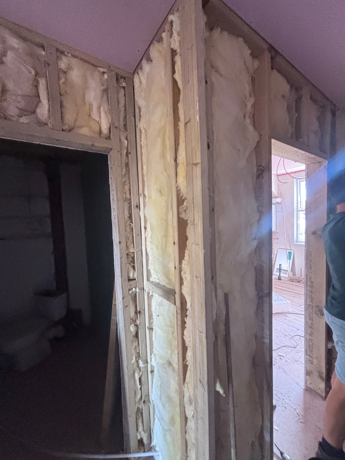 Timber stud walls with insulation and plasterboard inside the Friern Barnet loft conversion