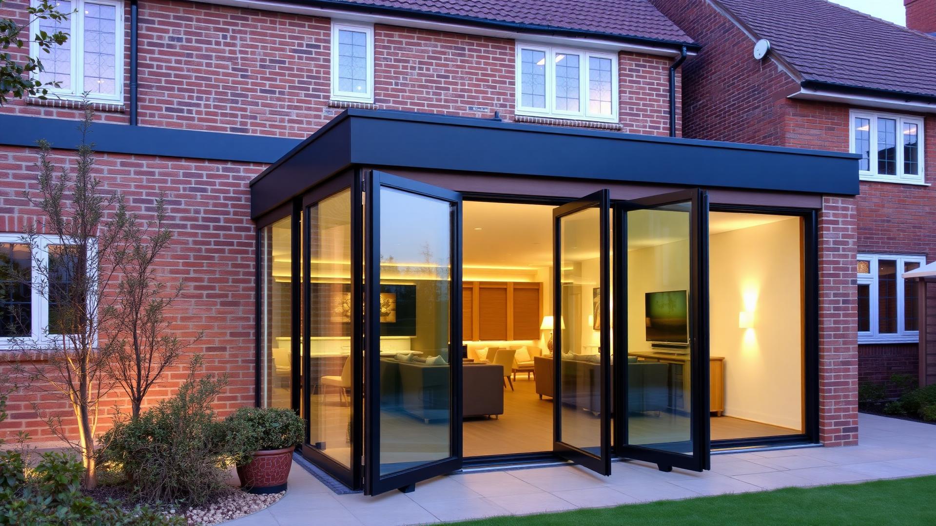 Completed high-end residential rear extension with bifold doors